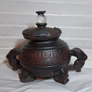 Vintage Rare Mayan Pottery Earthenware Footed Bowl